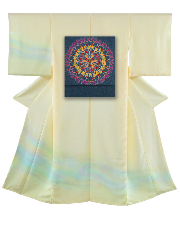 ①訪問着と袋帯-保与（紺）