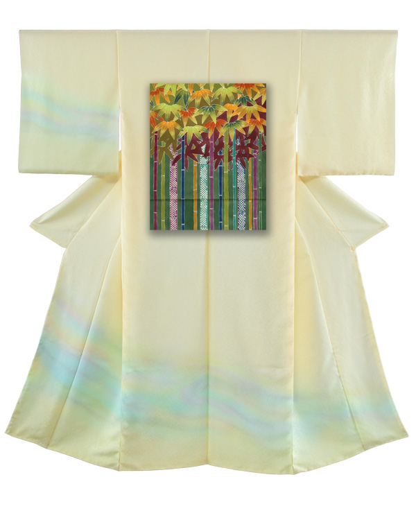 ①訪問着と袋帯-竹（利休）