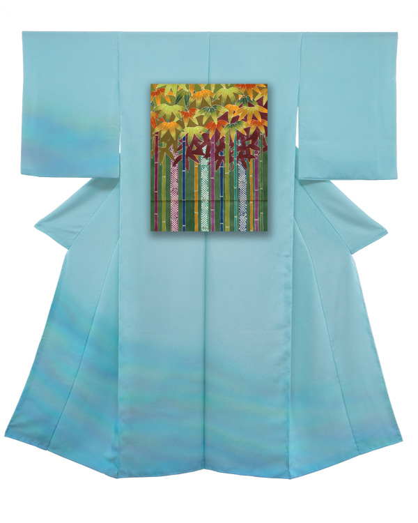 ②訪問着と袋帯-竹（利休）