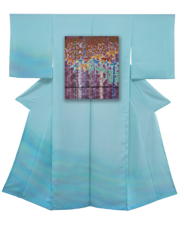 ②訪問着と竹（紫）