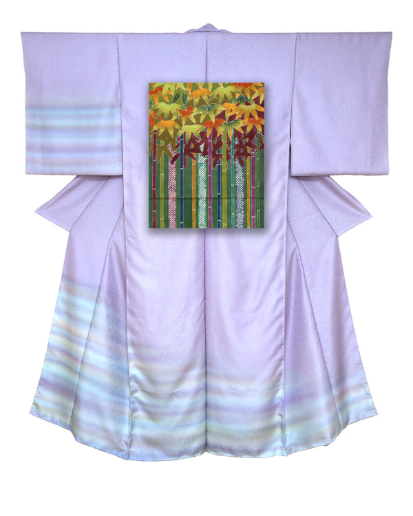 ③訪問着と袋帯-竹（利休）