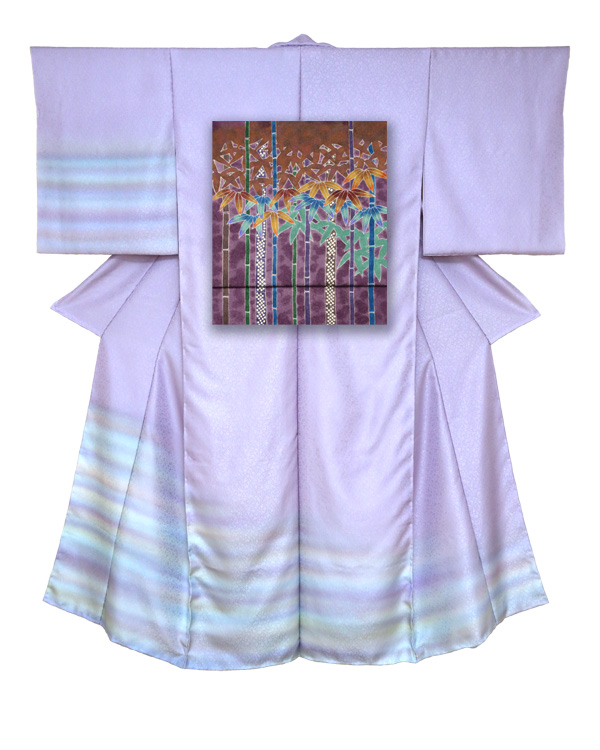 ③訪問着と竹（紫）