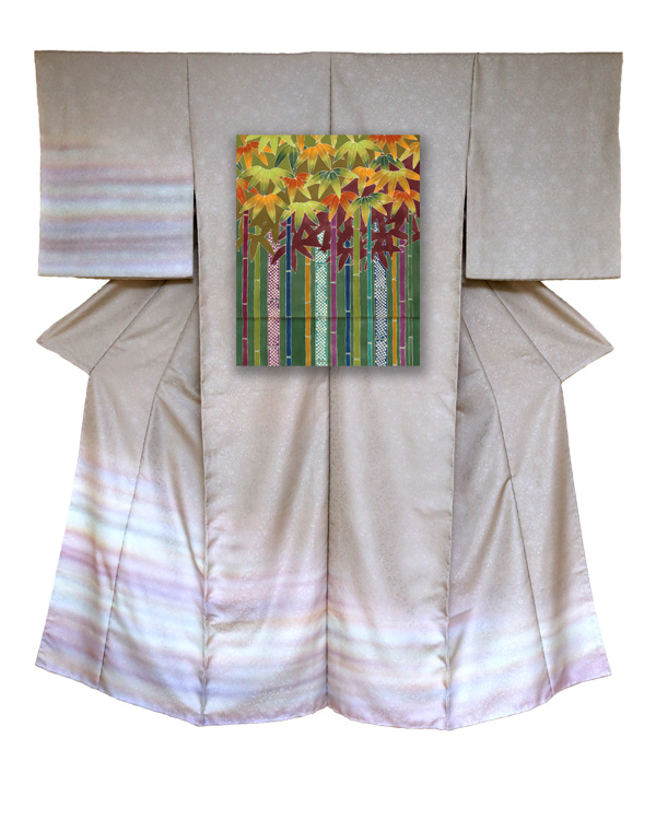 ④訪問着と袋帯-竹（利休）