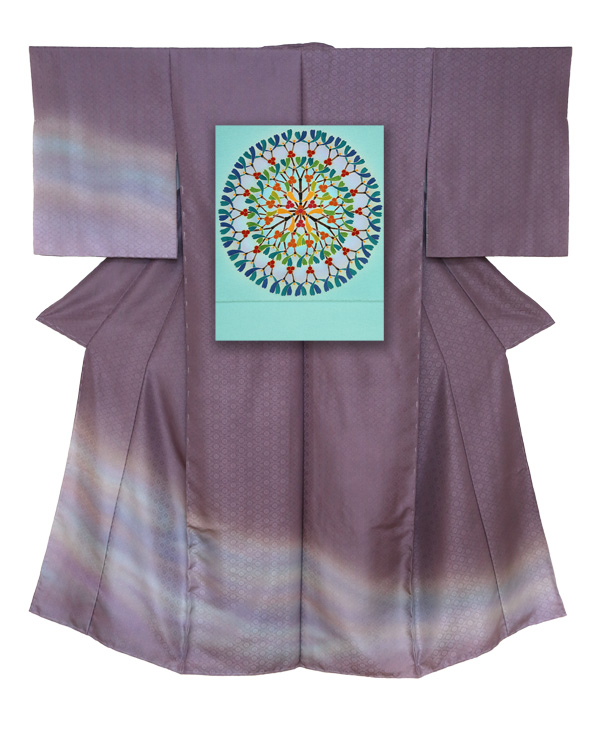 ⑤訪問着と袋帯-保与（水浅葱）