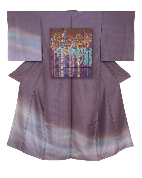 ⑤訪問着と竹（紫）