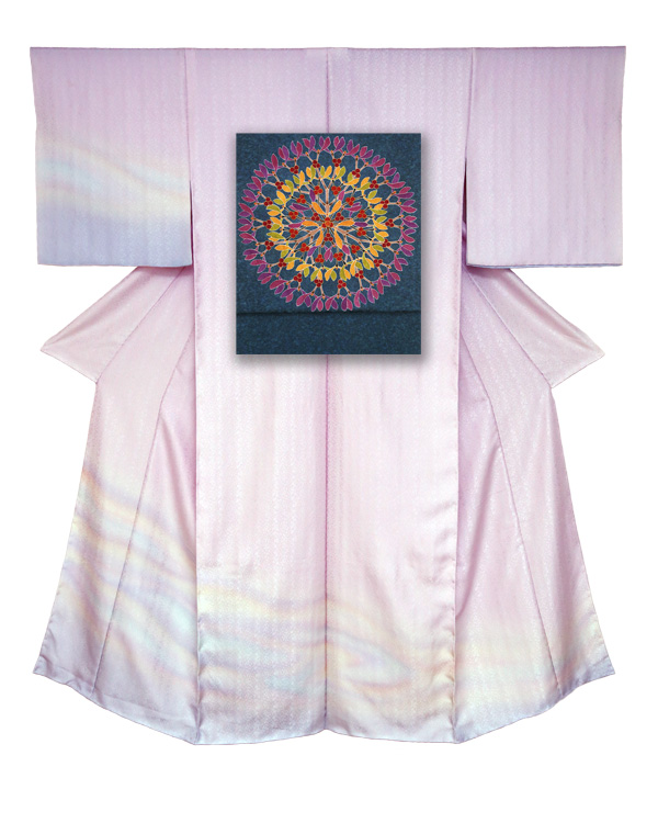 ⑦訪問着と袋帯-保与（紺）