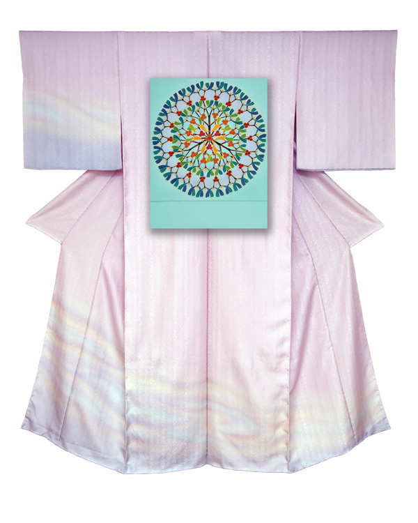 ⑦訪問着と袋帯-保与（水浅葱）