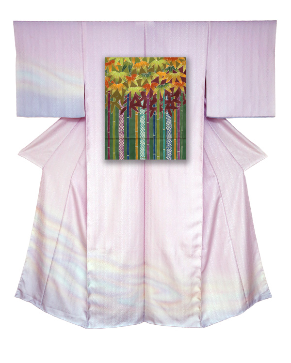 ⑦訪問着と袋帯-竹（利休）