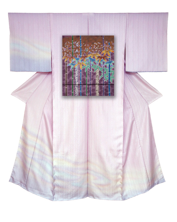 ⑦訪問着と竹（紫）