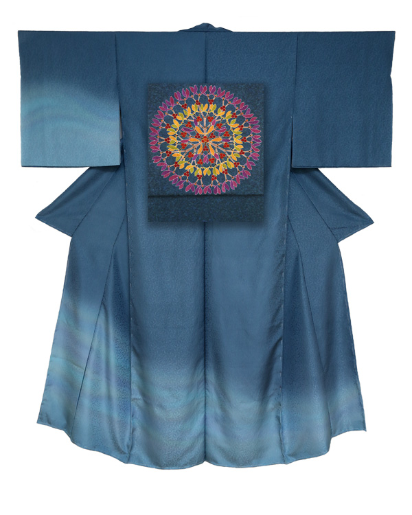 ⑧訪問着と袋帯-保与（紺）