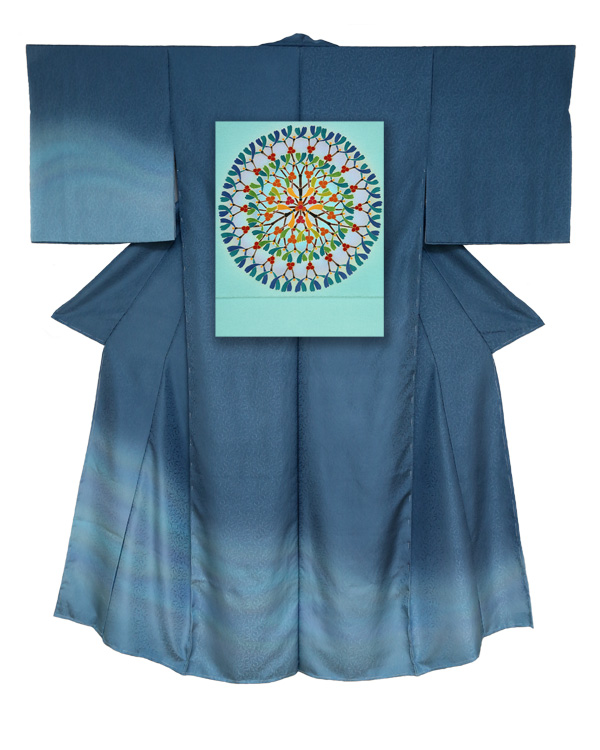 ⑧訪問着と袋帯-保与（水浅葱）