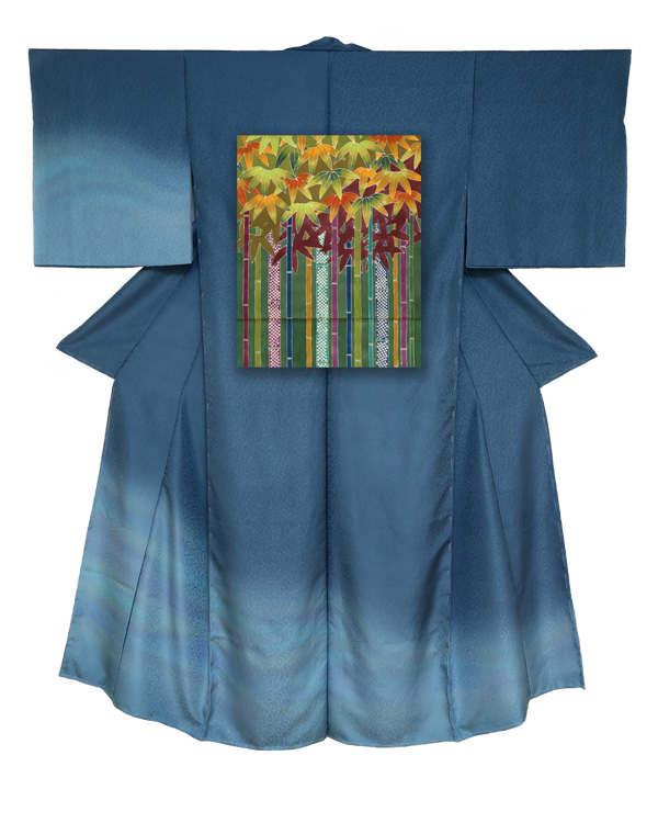 ⑧訪問着と袋帯-竹（利休）