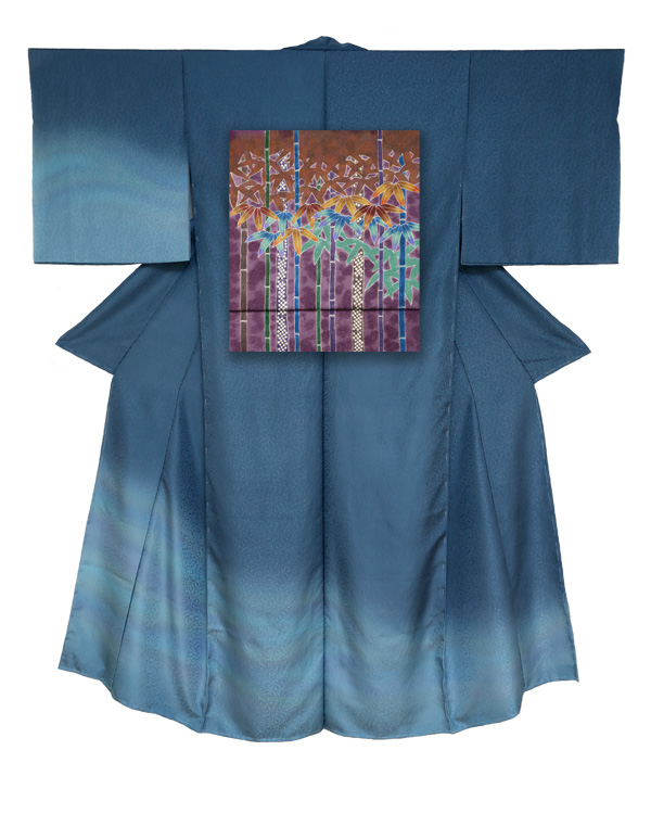 ⑧訪問着と竹（紫）